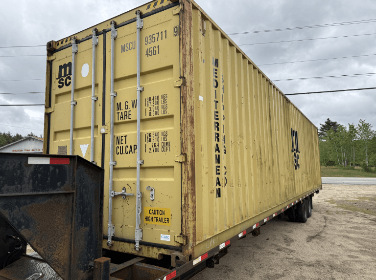 Buy a used 40ft high cube shipping container in mustard yellow. Wind and watertight, secure, and ideal for on-site or storage use.
